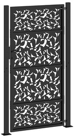 Portão de jardim 105x180 cm design de folha de aço preto