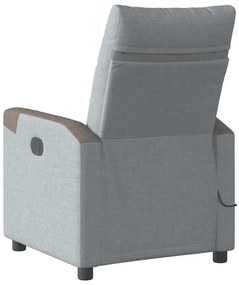 Poltrona de massagens reclinável tecido cinzento-claro