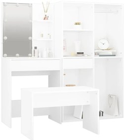 Conjunto toucador com LEDs madeira processada branco