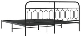 Estrutura de cama com cabeceira 200x200 cm metal preto