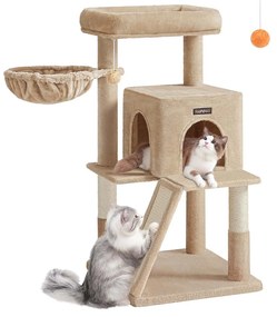 Arranhador com plataforma grande 48 x 48 x 96 cm castanho