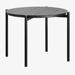 Mesa De Comedor Redonda En Aluminio (ø110 Cm) Elton Negro-de-fumo - Sklum