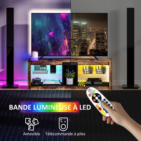 Móvel de TV, 140 x 35 x 47 cm, Iluminação LED com 7 Cores, Castanho