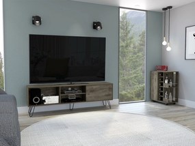 Conjunto Sala Andorra, Móvel TV para televisões até 70'' + Móvel de Bar baixo compartimento aberto, Castanho