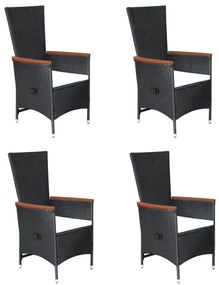 5 pcs conjunto de jantar para jardim preto