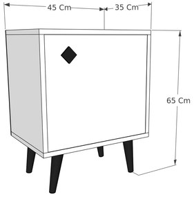 Mesa de Cabeceira Hastikoz – Carvalho Branco – 45x65x35 cm