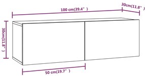Móveis de TV para parede 4 pcs 100x30x30 cm cinza cimento