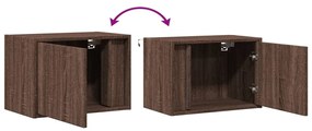 Mesa de cabeceira de parede com luzes LED carvalho castanho