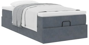 Estrutura de cama otomana com colchão cinza escuro veludo