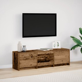 vidaXL Armário de TV com LED Madeira Velha 140x34x40 cm Madeira Engenharia