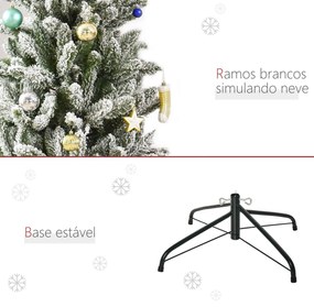 HOMCOM Árvore de Natal 180cm Neve Artificial com 394 Ramos Ignífugos d