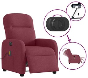 Poltrona reclinável de massagens elétrica tecido vermelho tinto