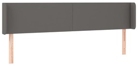 Cabeceira cama c/ LED 183x16x78/88 cm couro artificial cinzento