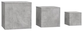 Mesas de apoio 3 pcs contraplacado cinza cimento