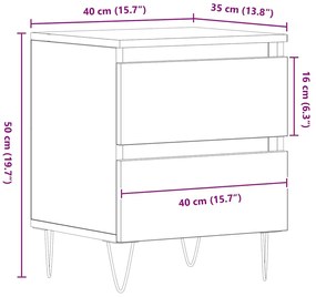 Cabeceira de Cama vidaXL Carvalho Artisan 40x35x50 cm Madeira de Engen