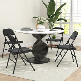 Conjunto de 4 cadeiras dobráveis (MESA NÃO INCLUIDA), cadeiras de jantar portáteis, estrutura em aço, 45 x 46 x 78 cm, pretas