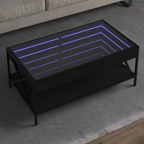vidaXL Mesa de centro luzes LED Infinity 90x50x38 cm preto