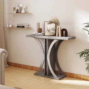 Mesa Consola 100 x 29,5 x 80 cm com Estrutura Geométrica para Entrada, Hall, Sala, Corredor Cinzenta