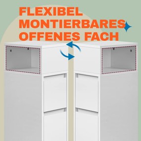 Conjunto de 2 mesas de cabeceira, mesas de apoio estreitas, com 2 gavetas 30 x 25 x 65 cm Branco 