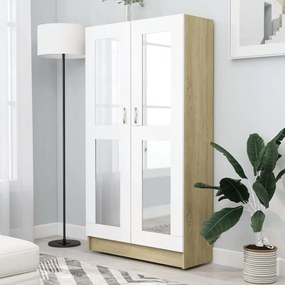 vidaXL Armário vitrine 82,5x30,5x150cm contraplacado branco e carvalho