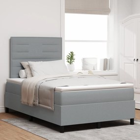 Cama Box com Colchão Cinza Claro 120x200 cm Tecido