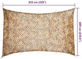 Rede de camuflagem com saco de arrumação 833x609 cm areia