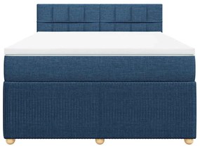 Cama com molas/colchão 160x200 cm tecido azul