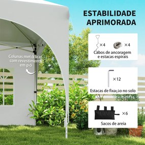 Tenda Dobrável 6x3 m Pop-up com 4 Painéis Removíveis Altura Ajustável e Bolsa de Transporte Branco