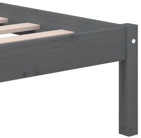 Estrutura de cama king 150x200 cm madeira maciça cinzento