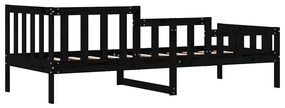 Sofá-cama 80x200 cm madeira de pinho maciça preto