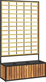 Outsunny Floreira com Treliça Canteiro Elevado em Acácia 74x27x131 cm Teca | Aosom Portugal