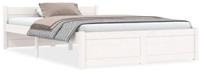 Estrutura de cama casal 135x190 cm madeira maciça branco