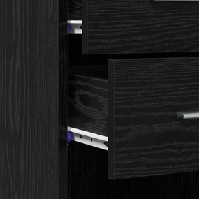 Highboard Preto Carvalho 30x42,5x185 cm Madeira de engenharia