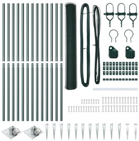 Conjunto de Cercas Conjunto de 2 Verde Aço, PVC 25 x 1,2 m
