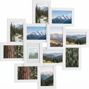 Conjunto 12 molduras para fotografias de 10 x 15 cm, colagem de fotografias branco