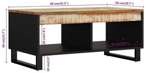 Mesa de centro 90x50x40 cm madeira recuperada maciça