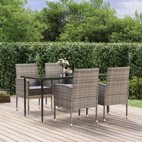 vidaXL 5 pcs conjunto jantar p/ jardim c/ almofadões vime PE antracite