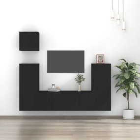 vidaXL Conjunto móveis de TV 5 pcs madeira processada preto