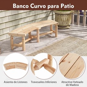 Banco de Jardim Curvo para 2 Pessoas, 139 x 36 x 41 cm, Madeira Carbonizada, Castanho
