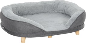 PawHut Sofá para Cães Médios e Grandes Sofá para Animais de Estimação Capa Lavável e Pés de Madeira Carga 25 kg 90x78x25 cm Cinza | Aosom Portugal