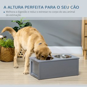 PawHut Comedouro Elevado para Cães Médios com 2 Tigelas de 2000ml de A
