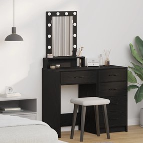 Mesa de Maquiagem vidaXL com Luzes LED Preto e Carvalho 50x41x140 cm