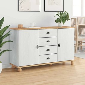 Aparador 'ASKIM'Branco 133,5x40x79 cm Madeira Sólida de Pinus