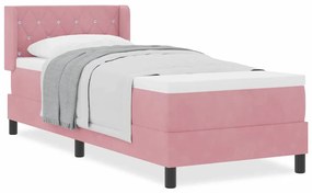 Cama Box Spring com Colchão Rosa 80x200 cm Veludo