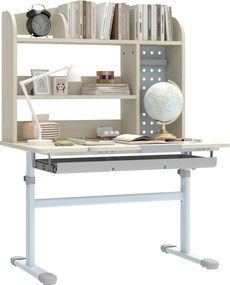Secretária para crianças, secretária de estudo com altura regulável e tampo inclinável, 80 x 51 x 108,5-130,5 cm, natural