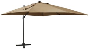 vidaXL Guarda-sol jardim c/ poste e luzes LED 300 cm cinza-acastanhado
