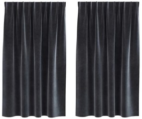 Cortinas Blackout vidaXL com fita superior 2 pcs Cinza Escuro Veludo