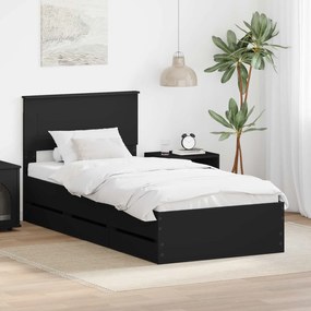 vidaXL Estrutura da Cama Preto 90 x 200 cm Madeira de Engenharia
