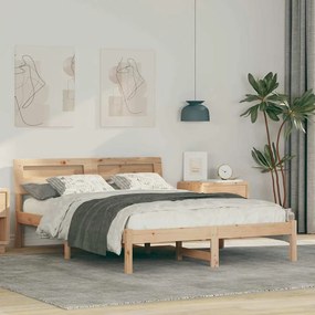 Estrutura da Cama com luzes de tira LED com cabeceira Castanho 120 x 2