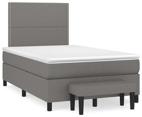 Cama boxspring com colchão 120x190 cm tecido cinzento-escuro